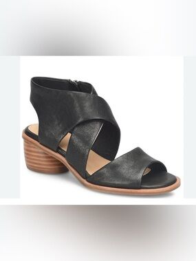 Sofft Camille Leather Zip Architectural Heel Sandals Size 9.5